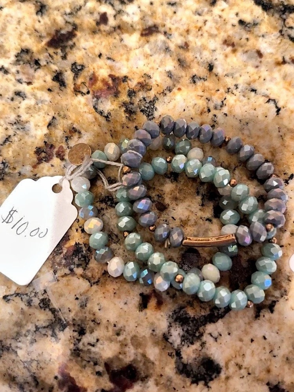 Beaded Bracelet Stack in Blue & Green